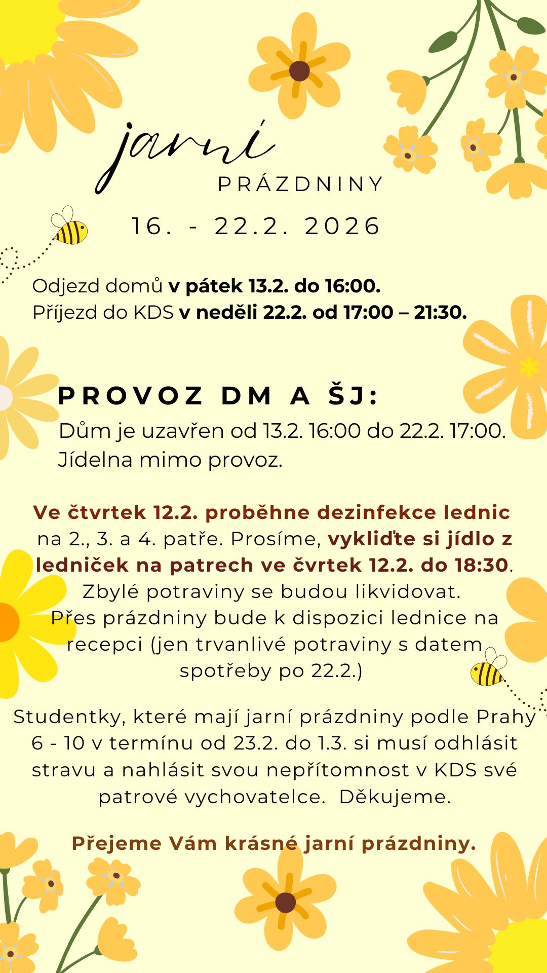 jarní prázdniny informační plakát